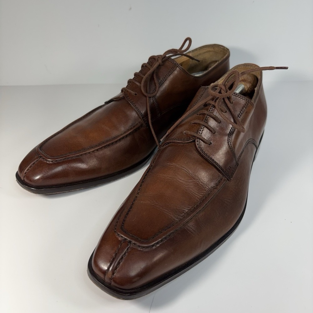 Mercanti Fiorentini Men's Curio Brown Leather Split Toe Lace Up Shoes Italy 11.5